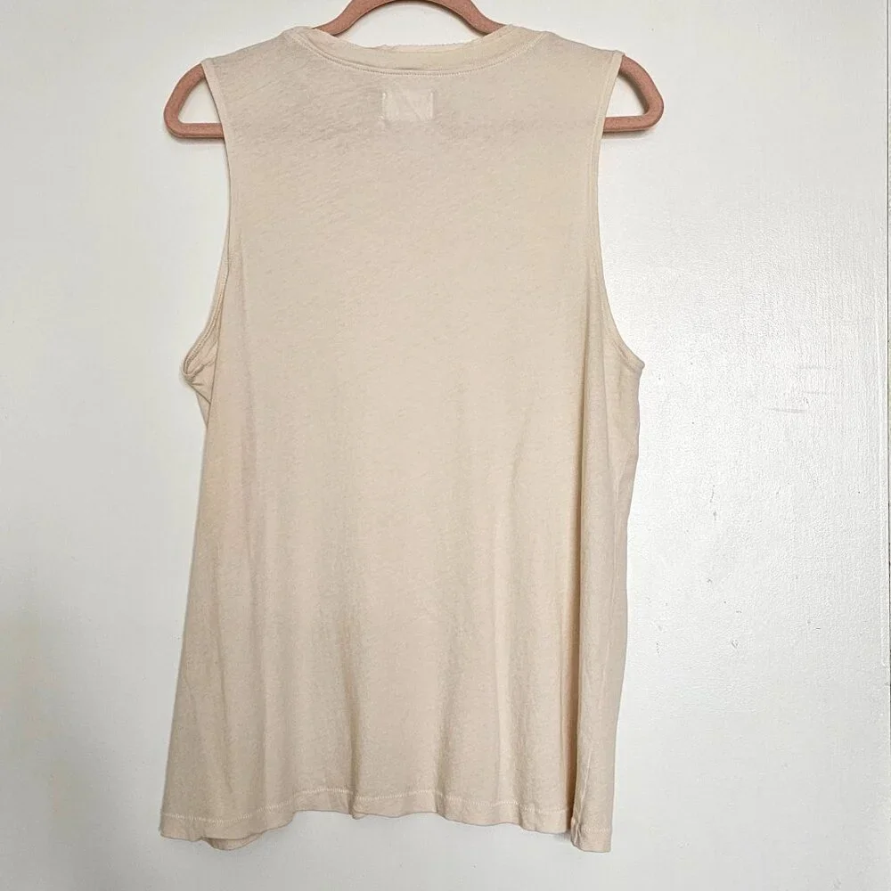 Mate 100% Cotton Soft Sleeveless Tank Top w Distressed Neckline M - Picture 2 of 8